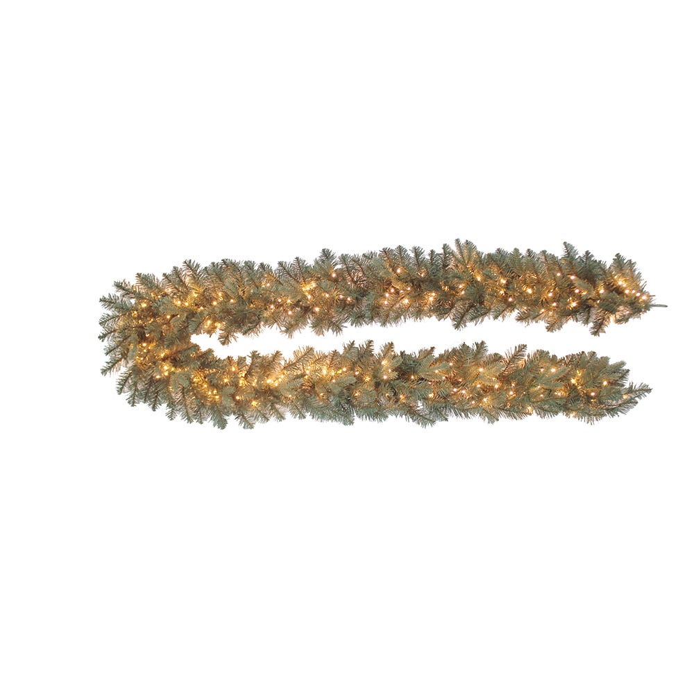 Kurt Adler 9-Foot Pre-Lit Warm White Cluster LED Blue Spruce Garland